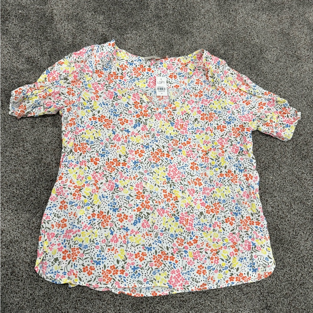 Loft Floral Puff Sleeve Top